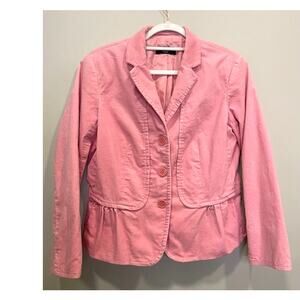 Talbots Petites Pink Corduroy Blazer Ruffle Preppy Office Size Sm